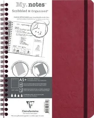 Produktbild von Clairefontaine 5x My.Notes Age Bag Spiralheft A5+, 60 Blatt Rot 782332C