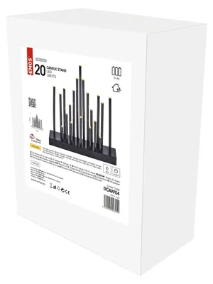 Obrázok produktu pre Stojan na LED Sviečky, čierny, 20 LED diód, 25x27,5 cm, teplá biela, časovač