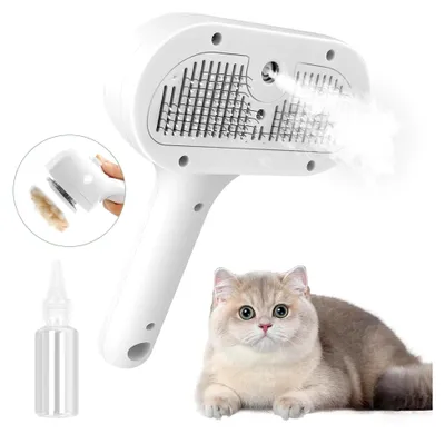 Produktbild von Katzenbürste mit Dampf, 3-in-1-Dampfbürste für Katzen und Hunde zur Haarentfernung und Pflege, selbstreinigende Haustierdampfbürste