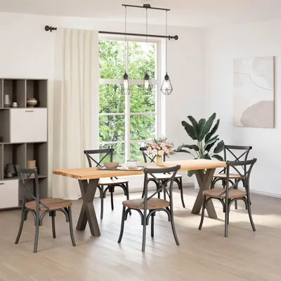 Image de vidaXL Pieds de table de salle à manger en X 2 pcs. Acier naturel 60x(72-73) cm Acier