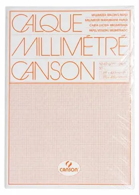 Produktbild von Canson - Millimeterpapier - 60-65g/m² - Zeichenpapier - DIN A3 - 50 Blatt - Orange