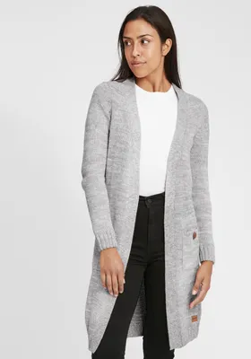 Produktbild von OXMO OXPhiletta Damen Lange Strickjacke Grobstrick Cardigan Longstrickjacke aufgesetzte Taschen 100% Baumwolle Regular fit