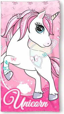 Obrázek produktu pro FARO Osuška Micro Jednorožec kvítky Polyester, 70/140 cm