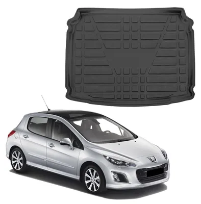 Produktbild von SCOUTT | Kofferraumwanne Laderaumwanne Kompatibel mit Peugeot 308 Hatchback 2014-2021, mit Hoher Rand, Kofferraum-Schutzmatte, Geriffelt, Aufrollbar, Schwarz