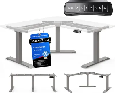 Produktbild von DESKSPACE CORNER Schreibtisch, Elektrisch höhenverstellbar, Nur Graues Gestell