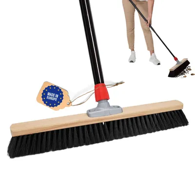 Produktbild von Novaliv Großer Besen Saalbesen 100 cm mit Stiel Borsten Kunstborsten besen fein mit stiel Ideal als Werkstattbesen Hallenbesen Industriebesen Hausbesen Kehrbesen Zimmerbesen Haarbesen Besen groß