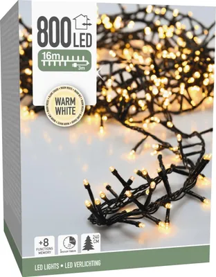 Zdjęcie produktu dla Łańcuch świetlny LED ciepłobiały, 800 diod LED, zielony przewód, wewnętrzny/zewnętrzny, 19 m