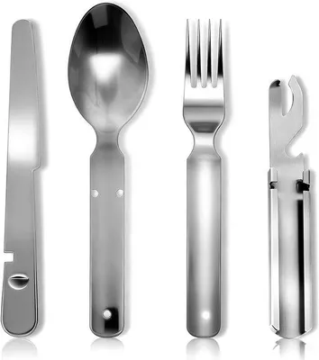 Produktbild von Outdoor Camping Besteck für Familie - 4-teilig - für Außenessen - Bambus - Buitenshuis Set