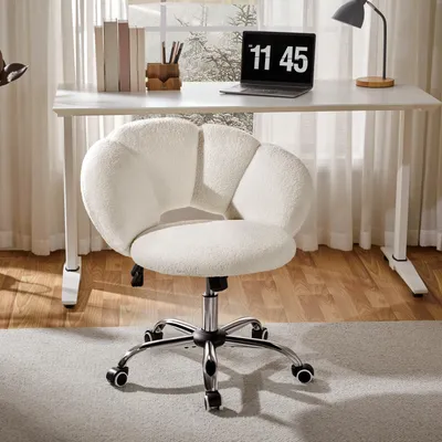 Produktbild von Yaheetech Bürostuhl höhenverstellbarer Schreibtischstuhl ergonomischer Bürosessel, Wolkenform, bis 136 kg belastbar, Weiß