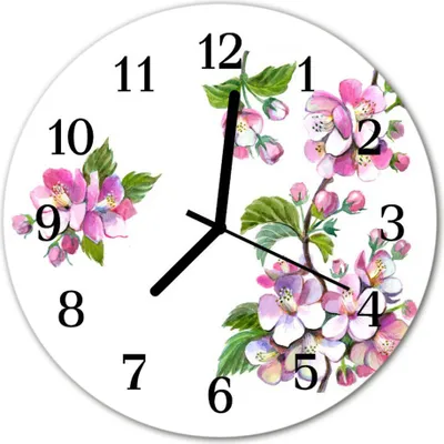 Produktbild von Glasuhr Wanduhr Küchenuhr Echt-Glas 30fi cm Blüten rosa