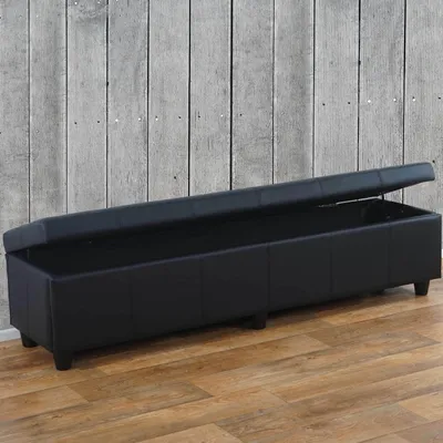 Produktbild von Bank Sitzbank mit Aufbewahrung Arezzo XXL, Kunstleder, 180x45x45cm MVG-  schwarz matt