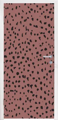 Produktbild von MuchoWow® Türtapete Selbstklebende Türfolie Polka dots - Muster - Schwarz 85x205 cm Türposter Türaufkleber Klebefolie Türklebefolie - Türverzierung - Türen Dekoration - Plakaten