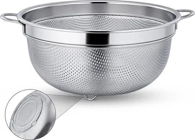 Immagine prodotto di Scolapasta piccolo in acciaio inox con manici Ø 195 cm - setaccio microforato - setaccio per farina - setaccio da cucina per pasta/verdura/frutta/riso - setaccio atossico