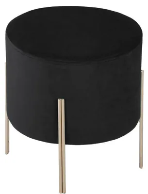 Immagine prodotto di Sgabello rotondo rivestito in velluto nero su raffinate gambe in oro
