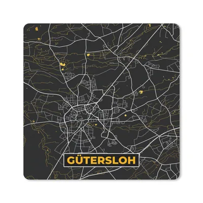 Produktbild von MuchoWow® Mauspad Mousepad Gütersloh - Deutschland - Karte - Stadtplan - Gold 20x20 cm - Mousepads - Maus Mat - Pad - Mausunterlage - Desk Mat - Bureauartikeln