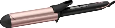 A professional studio shot of a curling iron against a white background.