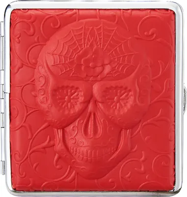 Produktbild von ZIGARETTENETUI Schädel 3D Totenkopf Scull für 20 Zigaretten Etui Zigarettenbox Case Zigarettendose Dose 31 (Rot)