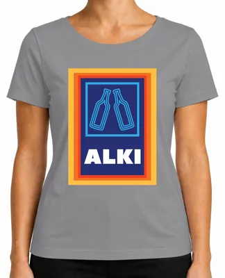Imagen del producto de Camiseta divertida para mujeres, con el texto "Alki Biertrinker Saufen Party Geschenkidee" (Bebo cerveza como un alcohólico, fiesta, idea de regalo), color gris, talla L