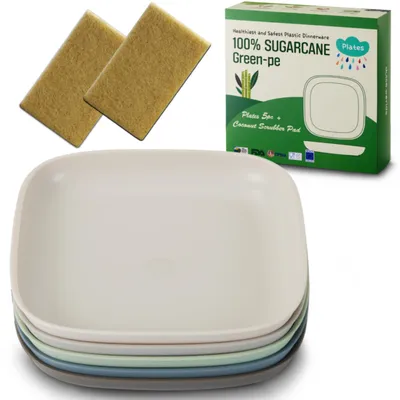 Kinderbord-Set aus Zuckerrohr, 5 Stk. + 2 Tücher, 20 cm, BPA-frei