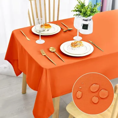 Produktbild von Tischdecke Fleckschutz Abwaschbar Rechteckig 140x240cm Orange Polyester