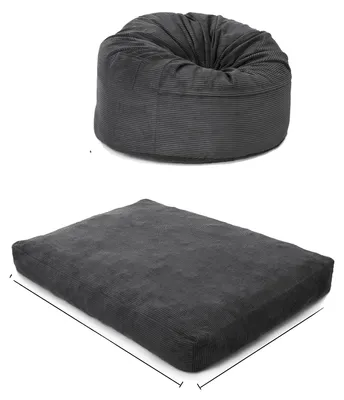Immagine prodotto di Pouf, design trasformabile 2 in 1, rivestimento sfoderabile, grigio scuro - 190 x 135 cm