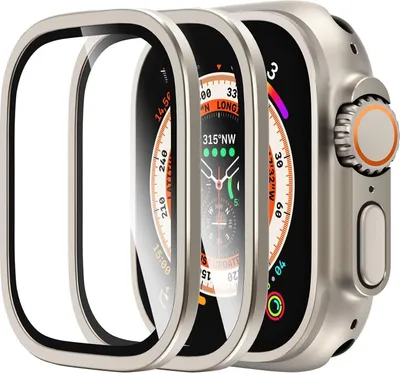 Produktbild von 2X Schutzglas für Apple Watch Ultra 2 / Ultra 49mm Panzerfolie Display Titan Silber