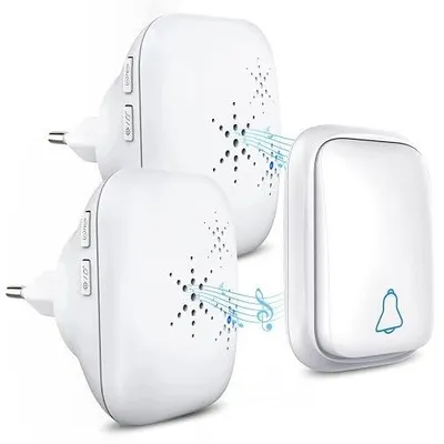 Zdjęcie produktu dla Dzwonek bezprzewodowy do drzwi bez baterii IP68 zasięg 150M 2 odbiorniki