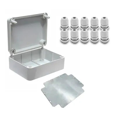 Produktbild von ARLI SET: Abzweigdose IP67 Aufputz 250 x 200 x 90 mm inkl. Montageplatte + 10x Kabelverschraubungen M12 x 1,5 mm