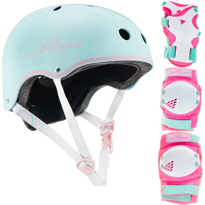 Produktbild von Helm Raven Essto Mint/Pink XS + Schützer Raven Verba Mint/Pink XS
