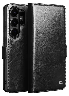 Immagine prodotto di Qialino, custodia a portafoglio vintage per Galaxy S26 Ultra con supporto per video, nera