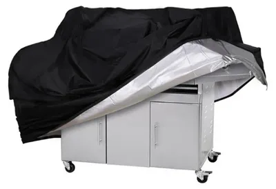 Produktbild von Grillabdeckung, Gasgrillabdeckung, Schutzhülle aus 210D-Oxford-Gewebe, wasserdicht, UV- und reißfest, Schwarz, 145 × 61 × 117 cm