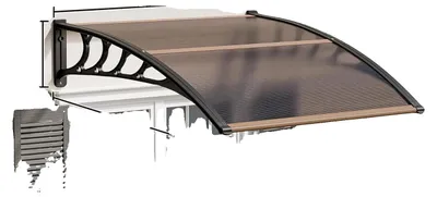 Obrázok produktu pre Strecha nad dverami, odolná voči poveternostným vplyvom, jednoduchá inštalácia, hnedá, 80 x 120 cm