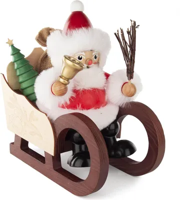 Produktbild von Räuchermann Weihnachtsmann auf Schlitten BxHxT 13,5x27x24cm NEU