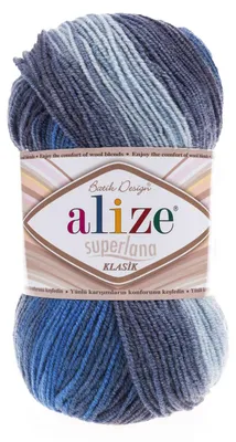 Strickgarn ALIZE SUPERLANA KLASIK BATIK Blautöne