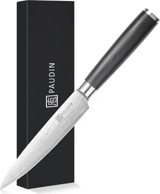 Produktbild von PAUDIN KW5 12,5 cm Officemes - Japanisches Küchenmesser aus hochwertigem Damaststahl mit ergonomischem Handgriff