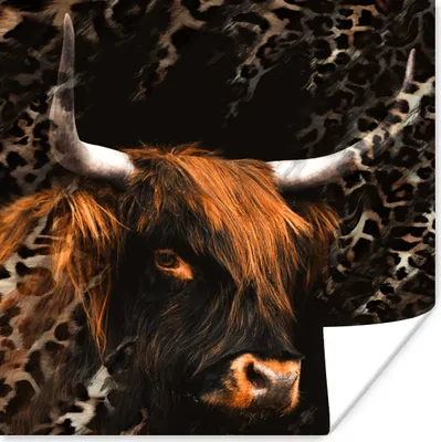 Produktbild von MuchoWow® Poster Schottischer Highlander - Pantherdruck - Design 50x50 cm - Wohnzimmerdekoration