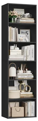 Immagine prodotto di Libreria a 6 scomparti, dimensioni 48x30x190,5 cm, colore nero