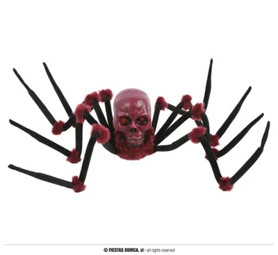 Obrázek produktu pro Dekorace pavouk s lebkou pohyblivá se zvukem a světlem - Halloween