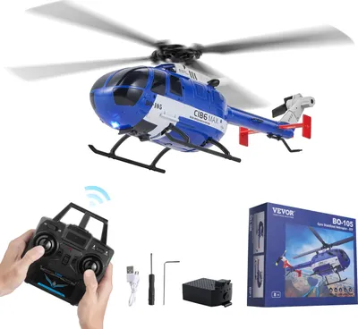 Image de Hélicoptère RC VEVOR, hélicoptère télécommandé 2,4 GHz avec hélice simple & gyroscope 6 axes, avion RC 4 canaux pour débutants, lumière LED & décollage/atterrissage avec un bouton, pour enfants à partir de 8 ans
