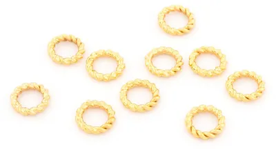 Produktbild von Vintageparts Gewundene Binderinge Messing 24K vergoldet 6mm Ösen 10 Stück