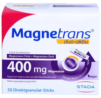 Immagine prodotto di Magnetrans duo-aktiv 400 mg magnesio granulato diretto in stick, 50 pz. Bustina