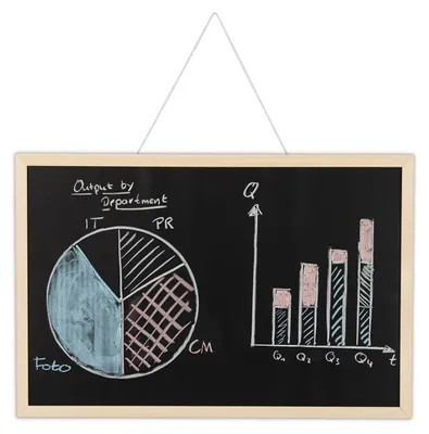 Productafbeelding van 4 x Kreidetafel met houten frame, afwasbaar oppervlak, kantoorbord, wandtafel om op te hangen, 40 x 60 cm, zwart