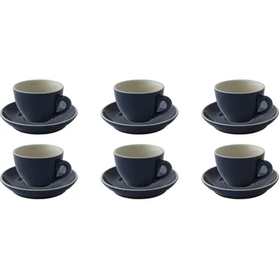 Produktbild von Palmer Colors Cappuccinotasse mit Untertasse, 18 cl, blau Porzellan, spülmaschinenfest, 6 Stück