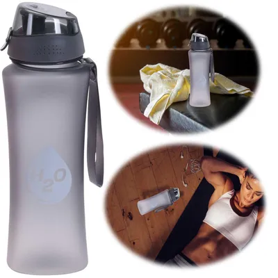 Produktbild von Sportflasche Trinkflasche 650ml Grau Wasserflasche auslaufsicherer Klappdeckel