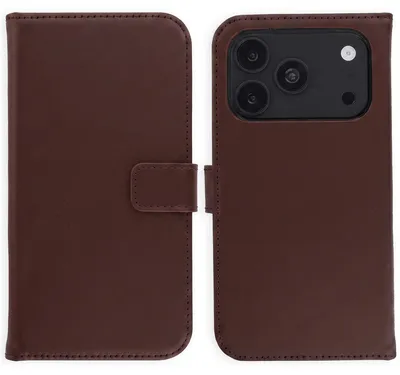 Zdjęcie produktu dla Selencia Genuine Leather Bookcase dla Apple iPhone 17 Pro - brązowy