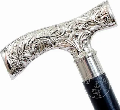 Immagine prodotto di Elegante bastone da passeggio con impugnatura in ottone e argento, regalo per uomo e donna