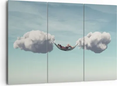 Produktbild von Bild auf Leinwand - Leinwandbild - 3 Teile - Wolken Hängematte Ruhe - 165x110cm - Wand Bild - Wanddeko - Wandbilder - Leinwanddruck - Bilder - Wanddekoration - Leinwand bilder - CE165x110-4373