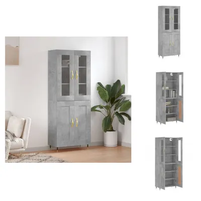 Immagine prodotto di vidaXL Credenza grigio cemento 69,5x34x180 cm materiale legno - Credenze