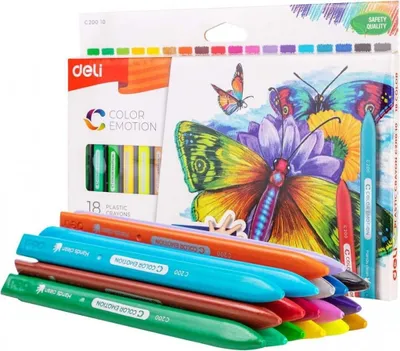 Image de Crayons plastiques triangulaires Color Emotio 18 couleurs DELI