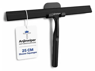 Immagine prodotto di Spazzola per doccia in silicone, nera, 25 cm, con supporto